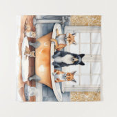 おおもしろい風呂に入る動物 タペストリー (正面(横))