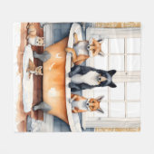 おおもしろい風呂に入る動物 フリースブランケット (正面(横))