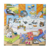 おおもしろい風呂に猫 タイル (正面)