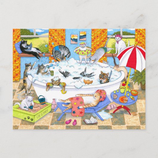 おおもしろい風呂の猫601 ポストカード (正面)