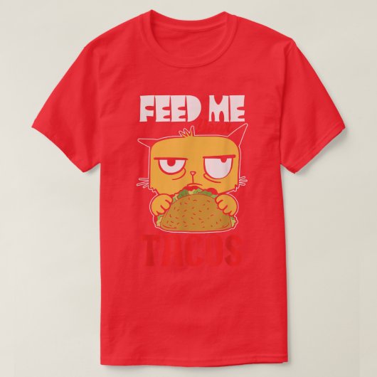 おおもしろい食べ物を与え前のタコス Tシャツ (デザイン正面)