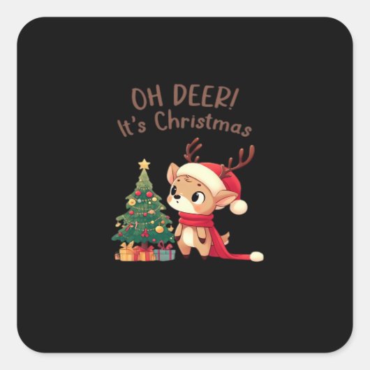 おおシカだクリスマス モダンな美意識 スクエアシール (正面)