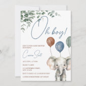 おおゾウ小さなピーナッツ赤ちゃんシャワー 招待状 (正面)