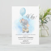 おおゾウ水彩風船ブルー 招待状 (スタンド正面)