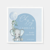 おおゾウ男の子バルーンベイビーシャワー スタンダードカクテルナプキン (正面)