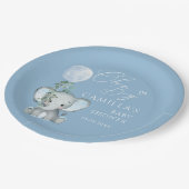 おおゾウ男の子バルーンベイビーシャワー ペーパープレート (アングル)