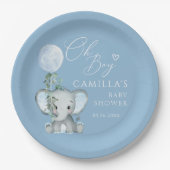 おおゾウ男の子バルーンベイビーシャワー ペーパープレート (正面)