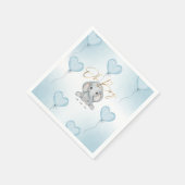 おおゾウ青バルーンボーイ赤ちゃんシャワー スタンダードカクテルナプキン (角)