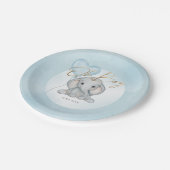 おおゾウ青バルーンボーイ赤ちゃんシャワー ペーパープレート (アングル)