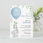 おおゾウeucalyptusバルーンベイビーシャワー 招待状 (スタンド正面)