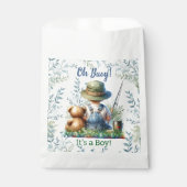 おおブイ少年だ！魚釣りをテーマにしたベビーシャワー フェイバーバッグ (正面)