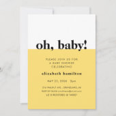 おおベイビー！黄色と白のベビーシャワー招待状 招待状 (正面)