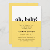 おおベイビー！黄色と白のベビーシャワー招待状 招待状 (正面/裏面)