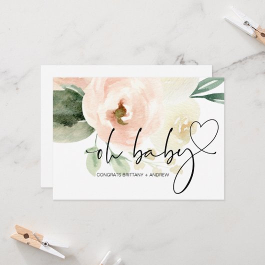 おおベビーガールが新しい母さんにおめでとうピンク カード (正面/裏面インサイチュ)