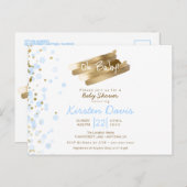 おおベビーブルー&金ゴールドはボーイ·ベイビー·シャワー ポストカード (正面/裏面)