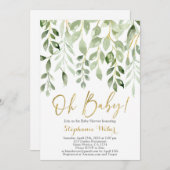 おおベビー緑のベビーシャワー 招待状 (正面/裏面)