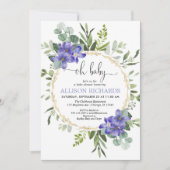 おおベビー緑紫のフローラガールベビーシャワー 招待状 (正面)