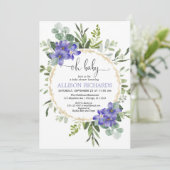 おおベビー緑紫のフローラガールベビーシャワー 招待状 (スタンド正面)