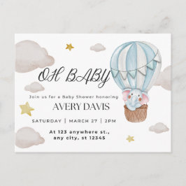 おおベビー、ゾウ、ブルー ポストカード