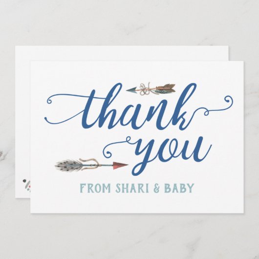 おおボーイトライバル赤ちゃんシャワーありがとう サンキューカード (正面/裏面)