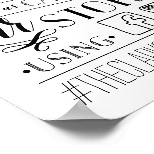 おおー! |の結婚ハッシュタグ記号(白黒) ポスター (角)