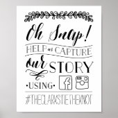 おおー! |の結婚ハッシュタグ記号(白黒) ポスター (正面)