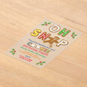 おおー!ジンガーブレッドクッキー交換ホリデーパーティー アクリル招待状 (レイダウン)