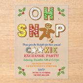 おおー!ジンガーブレッドクッキー交換ホリデーパーティー アクリル招待状 (正面)