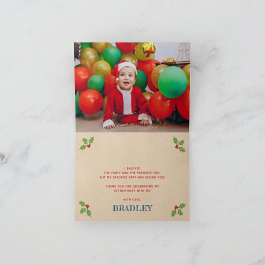 おおー！ジンガーブレッドクッキー任意の年齢の誕生日写真 サンキューカード (内部)