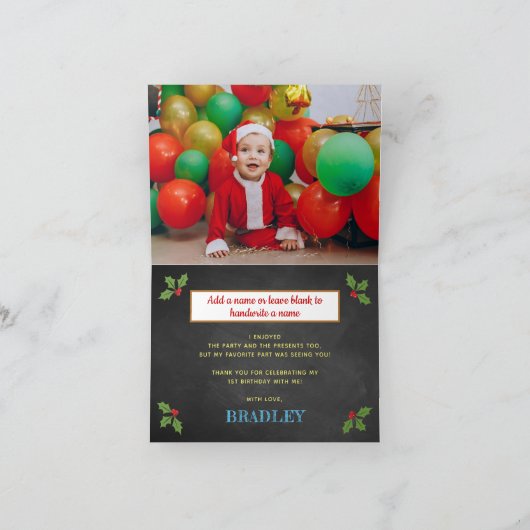 おおー!ジンガーブレッドクッキー任意の年齢の誕生日写真 サンキューカード (内部)