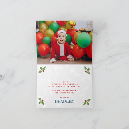 おおー！ジンガーブレッドクッキー任意の年齢の誕生日写真 サンキューカード (内部)