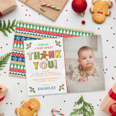 おおー！ジンガーブレッドクッキー任意の年齢の誕生日写真 サンキューカード