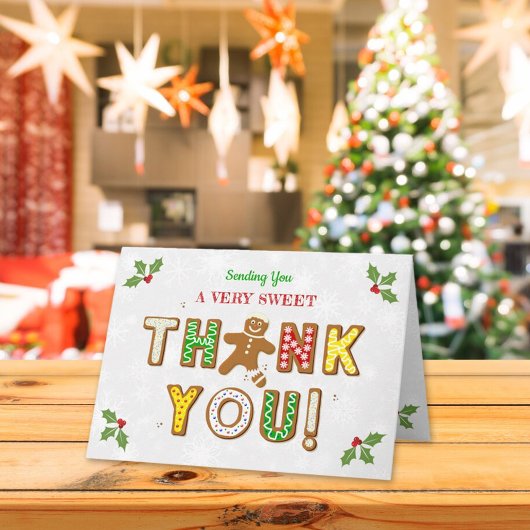 おおー!ジンガーブレッドクッキー任意の年齢の誕生日写真 サンキューカード