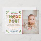 おおー!ジンガーブレッドクッキー任意の年齢の誕生日写真 サンキューカード (正面)