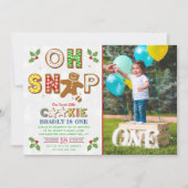 おおー!ジンガーブレッドクッキー任意の年齢の誕生日写真 招待状 (正面)