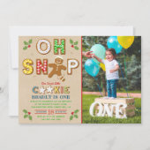 おおー!ジンガーブレッドクッキー任意の年齢の誕生日写真 招待状 (正面)