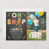 おおー!ジンガーブレッドクッキー任意の年齢の誕生日写真 招待状 (正面)