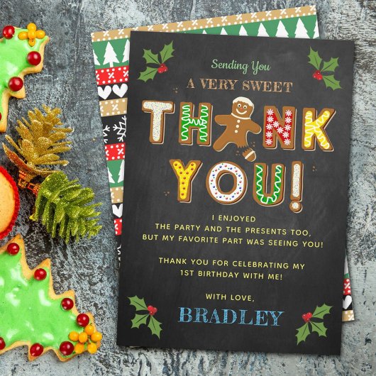 おおー！ジンガーブレッドクッキーAny Age誕生日 サンキューカード