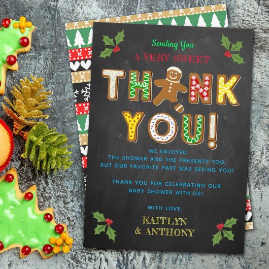 おおー！ジンジャーブレッドクッキー赤ちゃんシャワー サンキューカード