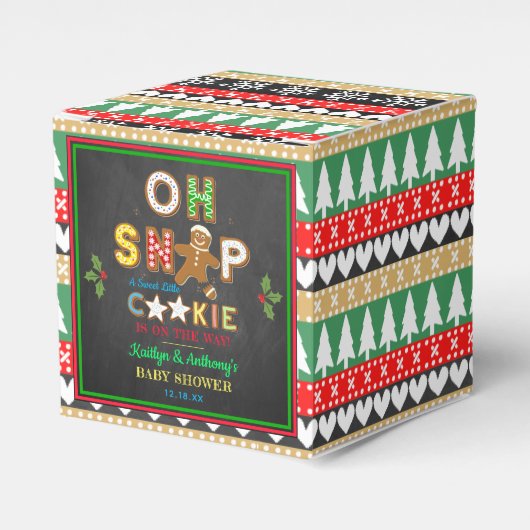 おおー！ジンジャーブレッドクッキー赤ちゃんシャワー フェイバーボックス (正面サイド)