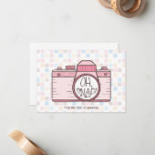 おおー!ピンクパステルカメラ ノートカード (正面/裏面インサイチュ)