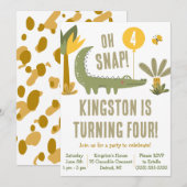 おおー！ワニ、ワニ、スワンプ誕生日 招待状 (正面/裏面)