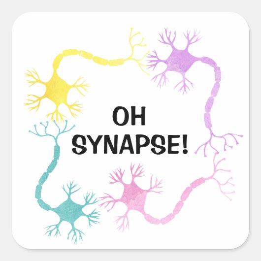おおー!科学ニューロン生物学先生 おもしろい スクエアシール (正面)