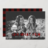 おお何おもしろいレッドバッファロープレイドクリスマスカード シーズンカード (正面/裏面)