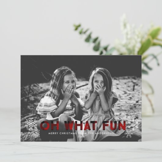 おお何おもしろいレッドバッファロープレイドクリスマスカード シーズンカード (スタンド正面)