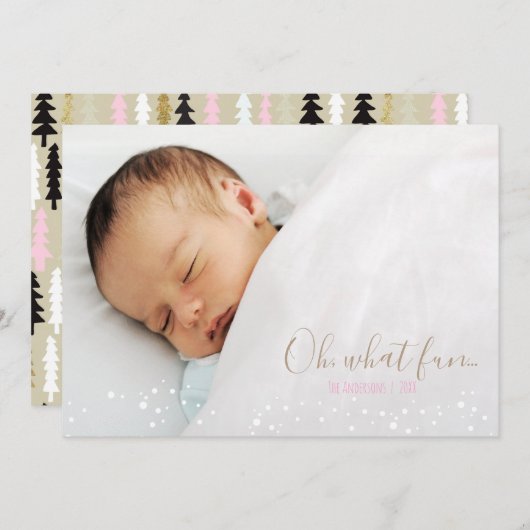 おお何おもしろいレトロクリスマスツリーフォトカード シーズンカード (正面/裏面)