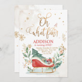 おお何おもしろい·ウィンタースレイ1歳の誕生日招待状 招待状 (正面/裏面)