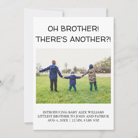 おお兄ちゃん！もう一つ?!ベビーフォト誕生 案内状 (正面)