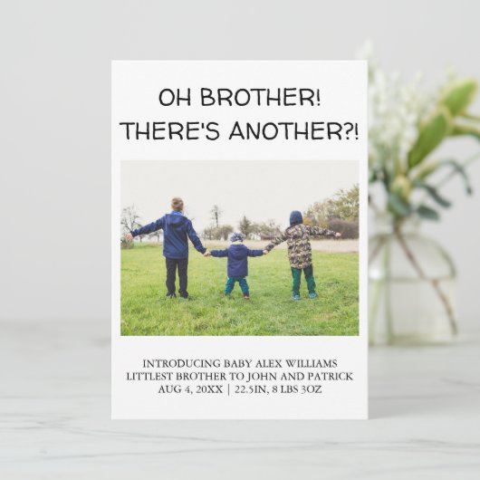 おお兄ちゃん！もう一つ?!ベビーフォト誕生 案内状 (スタンド正面)