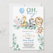 おお可愛いサファリジャングル動物の赤ちゃんシャワー 招待状 (正面)